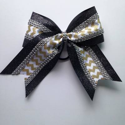 Glitter black and gold chevron with rhinestones