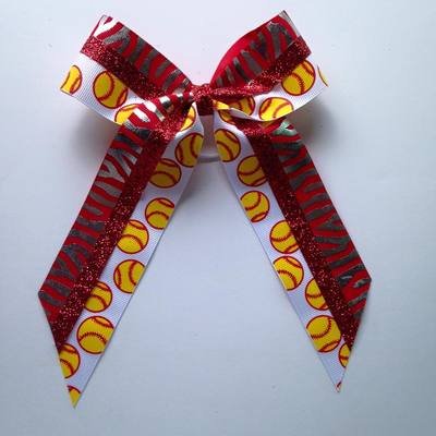 Softballs/baseballs with red and silver zebra and glitter