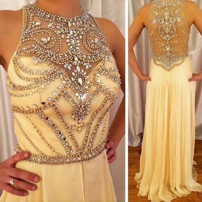 Yellow prom dress, long prom dress, beading prom dress, charming prom dress, party prom dress, e800