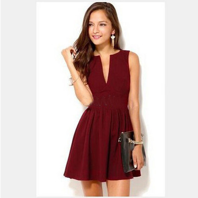 Sexy v-neck sleeveless mini dress  121703