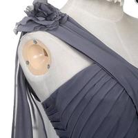 One shoulder bridesmaid dress,Grey Bridesmaid Dress, Long Bridesmaid Dress,chiffon bridesmaid dress - Thumbnail 1