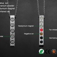 Magnetic Therapy Fashion Necklaces Energy Pendant 316L Stainless Steel With Austria Zircon Crystal Jewelry - Thumbnail 1