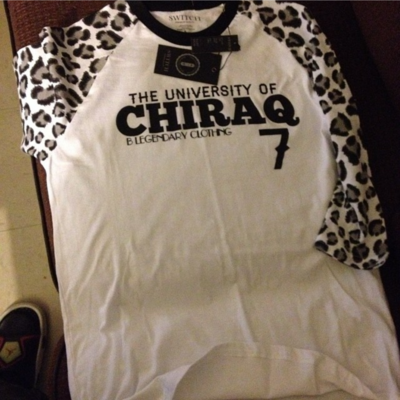 Chiraq university b/w baseball tee