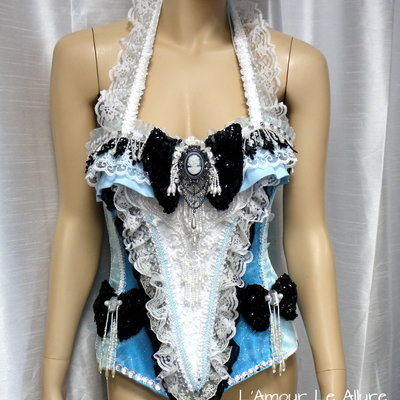 Cinderella alice in wonderland corset cosplay dance costume rave bra rave wear halloween burlesque show girl