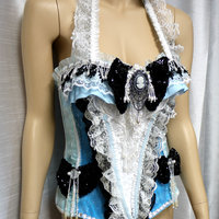 Cinderella Alice In Wonderland Corset Cosplay Dance Costume Rave Bra Rave Wear Halloween Burlesque Show Girl - Thumbnail 3