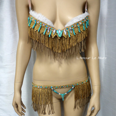Native pocahontas bra costume cosplay dance costume rave wear halloween burlesque show girl