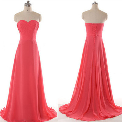 Red bridesmaid dresses, chiffon bridesmaid dresses, corset bridesmaid dresses, long bridesmaid dresses, formal bridesmaid dresses - Thumbnail 5