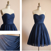 Cute bridesmaid dresses, short bridesmaid dresses, navy bridesmaid dresses, custom bridesmaid dresses, tulle bridesmaid dresses - Thumbnail 1