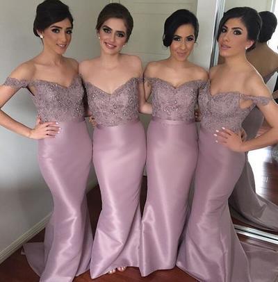 Lace bridesmaid dresses, Off shoulder bridesmaid dresses, long bridesmaid dresses, Mermaid bridesmaid dresses, cheap bridesmaid dresses