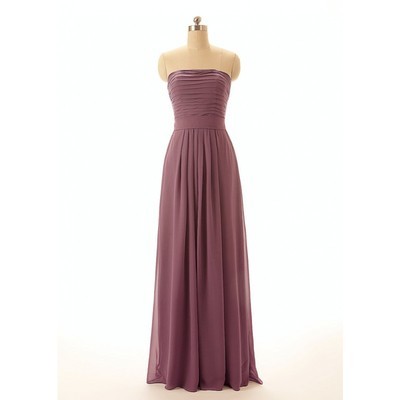 Purple bridesmaid dresses, strapless bridesmaid dresses, chiffon bridesmaid dresses, long bridesmaid dresses, custom bridesmaid dresses - Thumbnail 4
