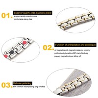 Healing Magnetic Bracelet Men/Woman 316L Stainless Steel 3 Health Care Elements(Magnetic,FIR,Germanium) Gold Bracelet  - Thumbnail 1
