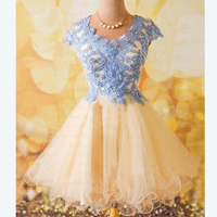 homecoming dress, short homecoming dress, lace homecoming dress, cheap homecoming prom dress, prom dress for girls, cap sleeve prom dress, BD14915 - Thumbnail 4