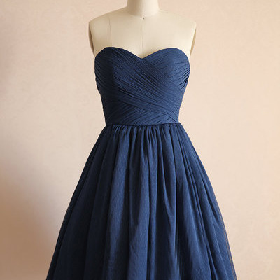 Cute bridesmaid dresses, short bridesmaid dresses, navy bridesmaid dresses, custom bridesmaid dresses, tulle bridesmaid dresses - Thumbnail 4