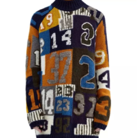 JERETT DIGITAL NUMBERS JACQUARD KNIT TURTLENECK THICK UNISEX SWEATER - Thumbnail 3