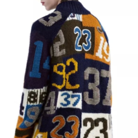 JERETT DIGITAL NUMBERS JACQUARD KNIT TURTLENECK THICK UNISEX SWEATER - Thumbnail 1