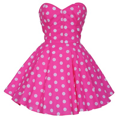 Pink polka dot prom party dress
