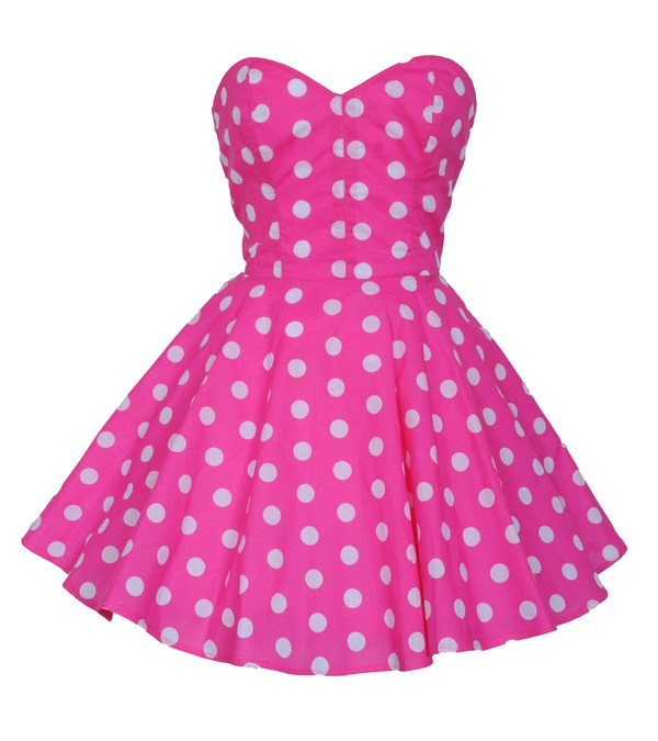 Pink Polka Dot Prom Party Dress