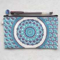 Hand Painted Henna bag Mandala bag Pattern Zipper Pouch Coin Purse Cotton Cosmetic Bag Pencil Case Phone Wallet Hand Drawn Art