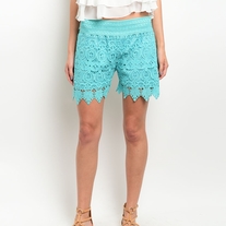 Aqua Crochet Shorts - Thumbnail 2