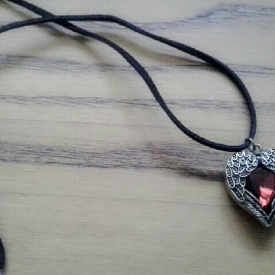 Vampire heart blood red crystal necklace