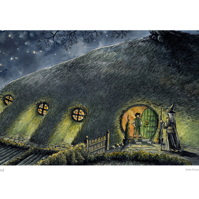 Tolkien poster print: "arrival at bag end"