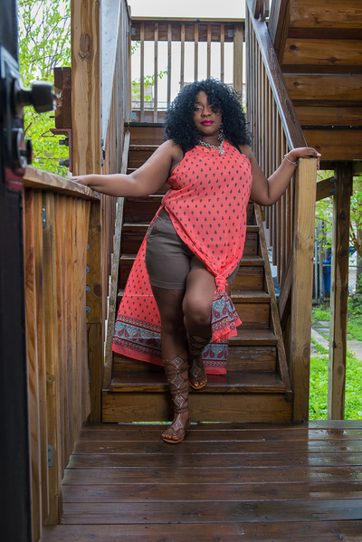Coral Aztec Print Tunic  Size 1X