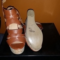 Brown Strappy Wedges w/Cork Heel Size 9 - Thumbnail 2