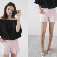 High Rise Slit Shorts - Thumbnail 2