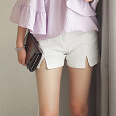 High rise slit shorts