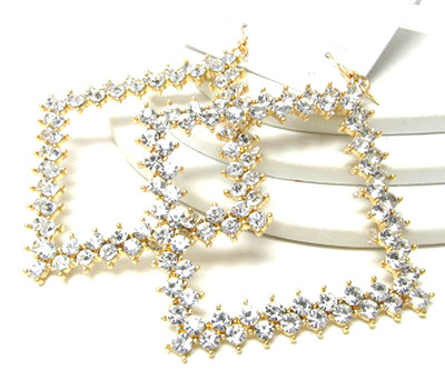Multi Crystal Extra Large Metal Square Earrings