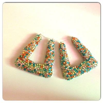 Studded triangle bamboo earrings