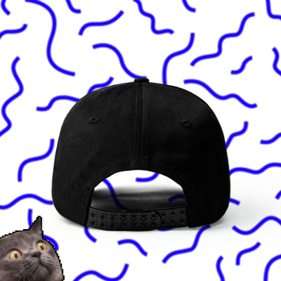 Vaporwave mood wording baseball cap in black