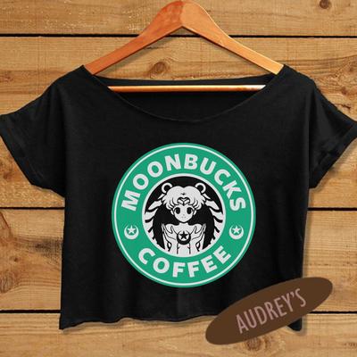 Sailor moon shirt women's crop top moonbucks coffee tee starbucks - Thumbnail 2