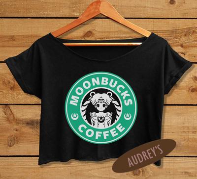 Sailor Moon Shirt Women's Crop Top Moonbucks Coffee Tee starbucks