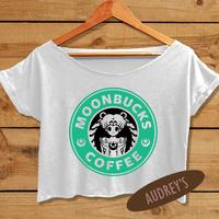 Sailor Moon Shirt Women's Crop Top Moonbucks Coffee Tee starbucks - Thumbnail 1