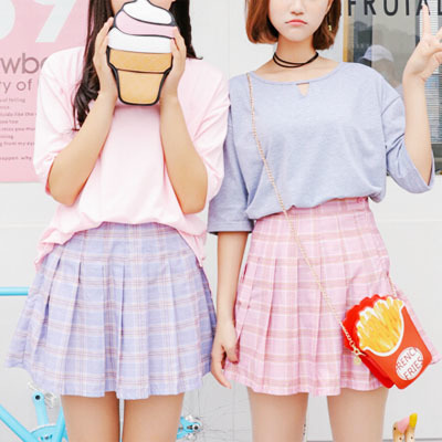 PASTEL GRID SKIRT ( 2 COLORS )