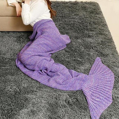 Mermaid wool knitted blanket fish tail cover - Thumbnail 4