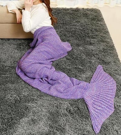Mermaid Wool Knitted Blanket Fish Tail Cover