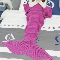 Mermaid Wool Knitted Blanket Fish Tail Cover - Thumbnail 1