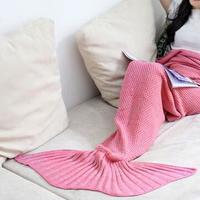 Mermaid Wool Knitted Blanket Fish Tail Cover - Thumbnail 2