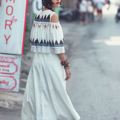 Aporia as bat sleeve strapless chiffon dress mz01188 - Thumbnail 5