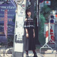 APORIA AS BAT SLEEVE STRAPLESS CHIFFON DRESS MZ01188 - Thumbnail 3