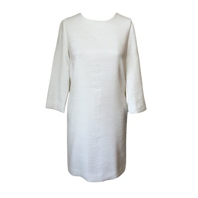 Vince ivory snake-effect jacquard shift dress
