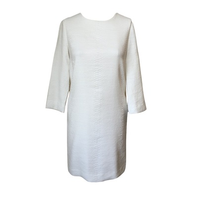 VINCE Ivory Snake-effect Jacquard Shift Dress