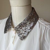 ELIZABETH & JAMES "Julian" Two-Tone Silk Blouse With Sequin Collar - Thumbnail 1