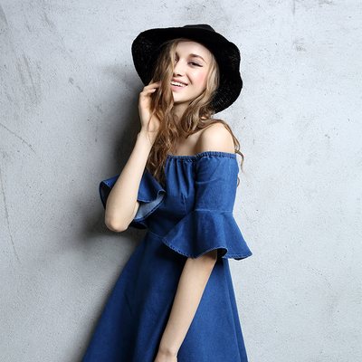 Krazy brand vintage style trumpet sleeve denim dress 7335 - Thumbnail 4