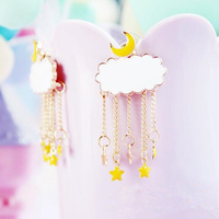 Harajuku Cloud Moon Earrings - Thumbnail 2