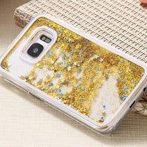 NEW! Samsung Galaxy S7 EDGE Dynamic Liquid Quicksand Glitter Stars Clear Case GOLD