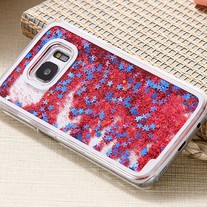 NEW! Samsung Galaxy S7 EDGE Dynamic Liquid Quicksand Glitter Stars Clear Case RED