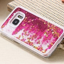 NEW! Samsung Galaxy S7 EDGE Dynamic Liquid Quicksand Glitter Stars Clear Case PINK